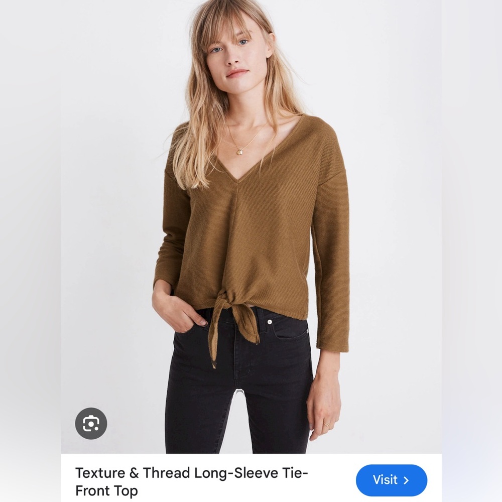 Madewell Texture & Thread Tie Front Top